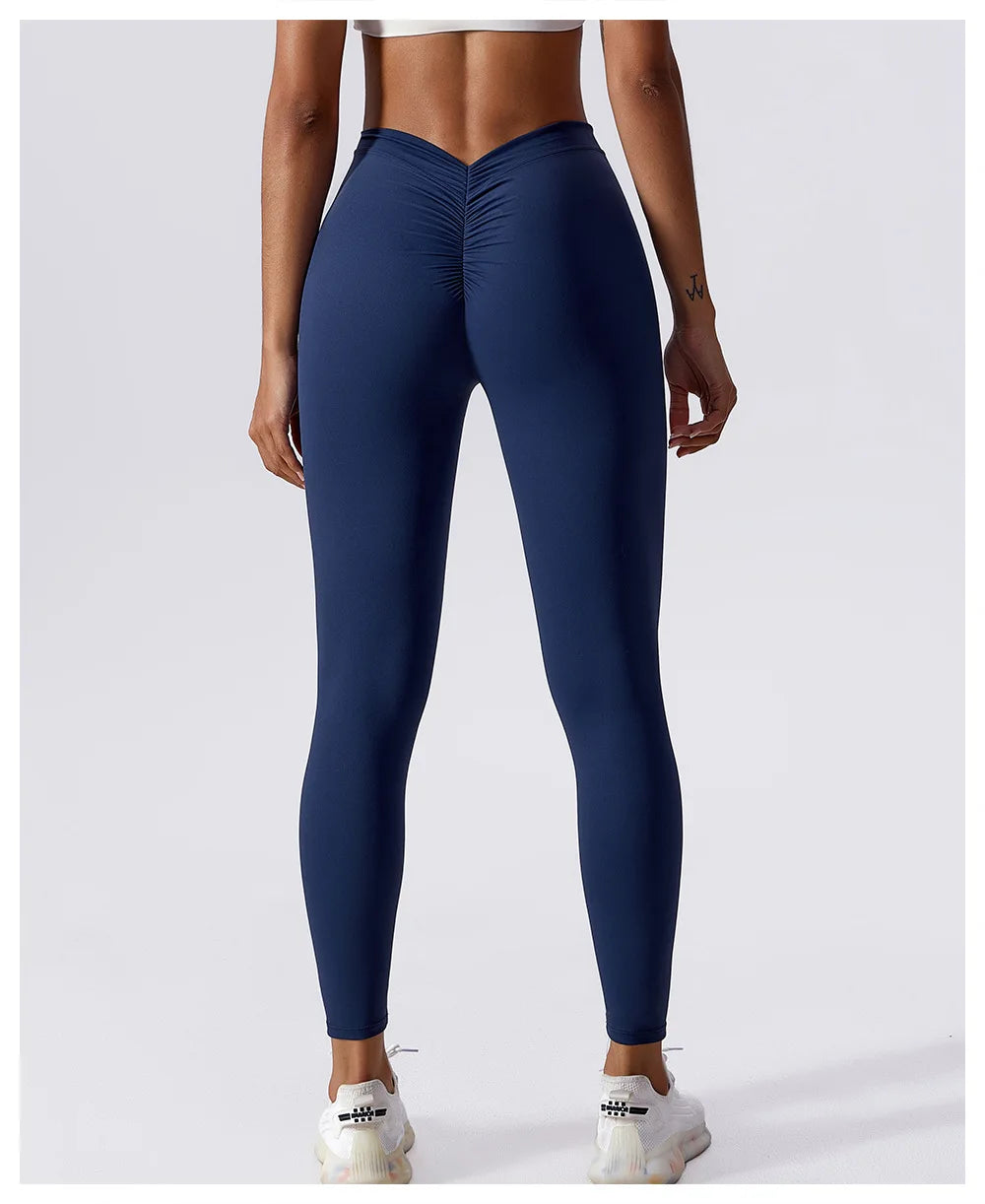 Yoga Pants Back V-Waist Fitness Hip Lift Honey Peach Hip Sports Tights No Awkwardness Thread Warp Hip Long Pants