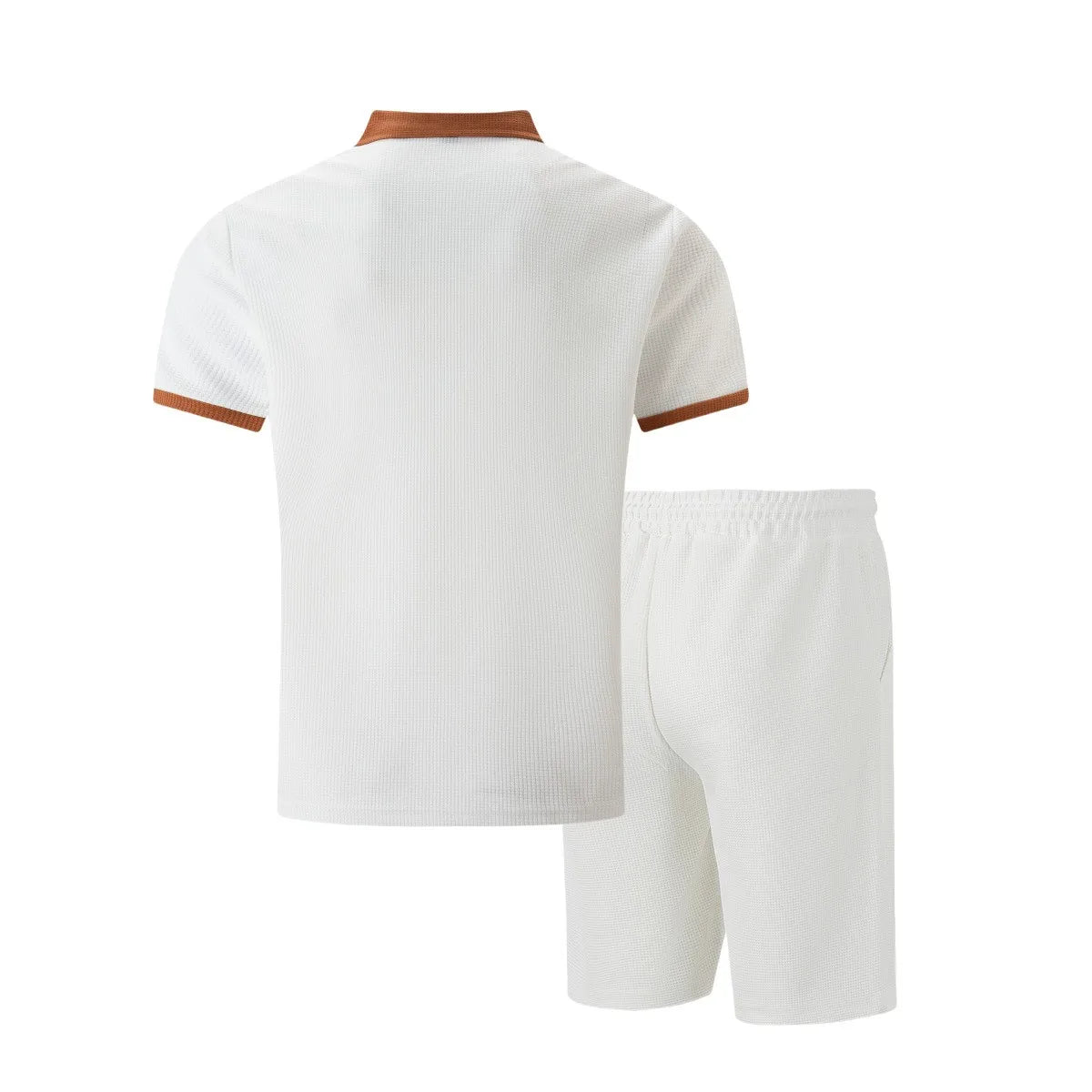 2025 summer new men waffle pocket color matching POLO shirt short sleeve shirt T-shirt shorts two sets