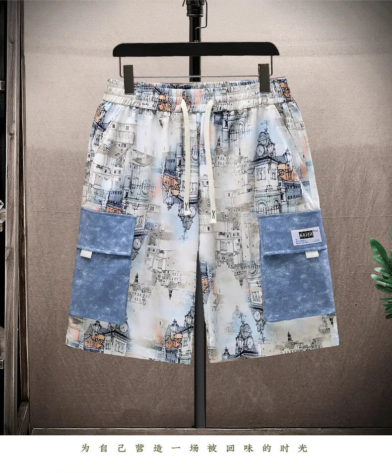 Shirts + shorts 2025 summer Sportswear Men's fashion short sleeve printing Sets Male shirts and shorts Casual Shirts Two Piece