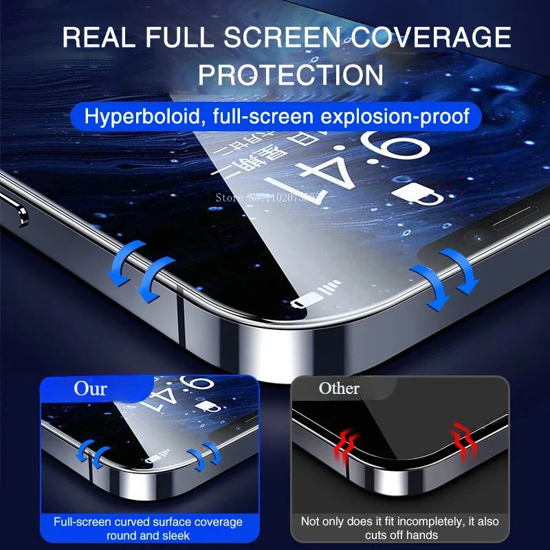 4PCS 9D Full Cover Tempered Glass For iPhone 17 16 15 14 Pro Max 16 15 Plus Screen Protector For iPhone 13 12 11 Pro X XR XS Max