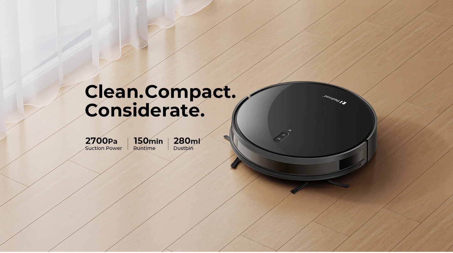 Redroad E3 Robot Vacuum Cleaner Auto Charging 2700Pa Power App Control Water Tank Wet Mopping  Electric Sweeper