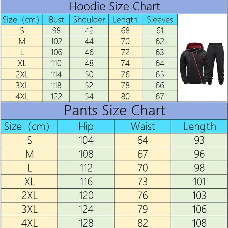 Men's Zipper Hoodie Sweatpants Gym Fitness Tracksuit 2pcs Set Fall Winter Daily Casual Sports Jogger Suit Fashion Hooded Outfits