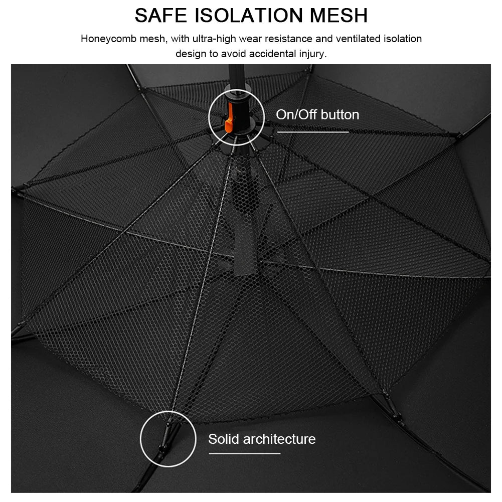 3 in 1 Umbrella with Fan Portable Misting Fan Umbrella With UV Protection Mist Spray Umbrella for Summer Cooling Battery Power