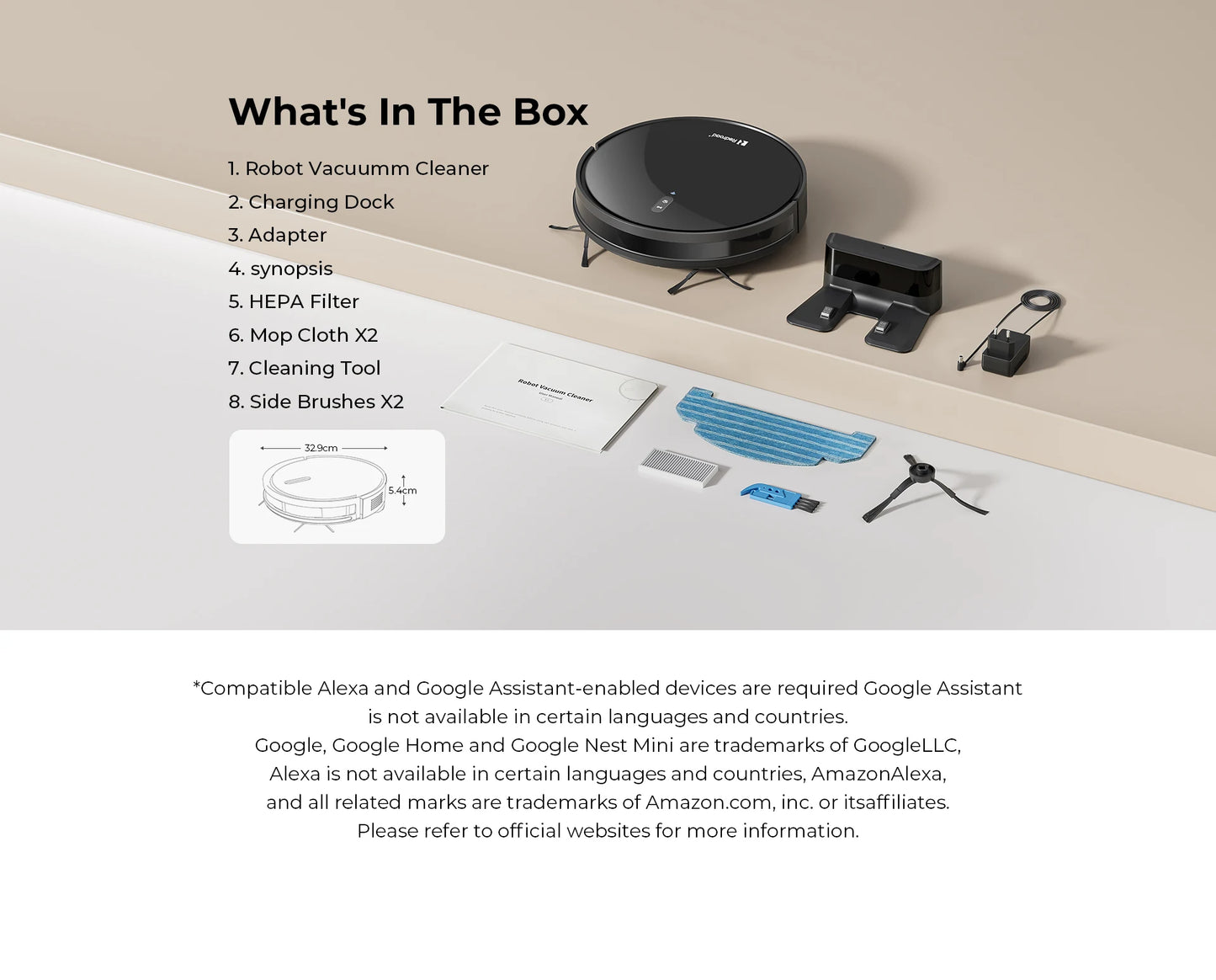 Redroad E3 Robot Vacuum Cleaner Auto Charging 2700Pa Power App Control Water Tank Wet Mopping  Electric Sweeper