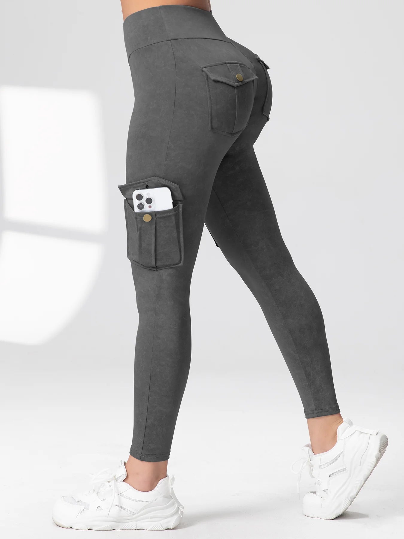 Washed Print Yoga Pants Work Pocket Fitness Legging High Waist Butt Lifting Workout Gym Tights Outdoor Running Pants Sportswear