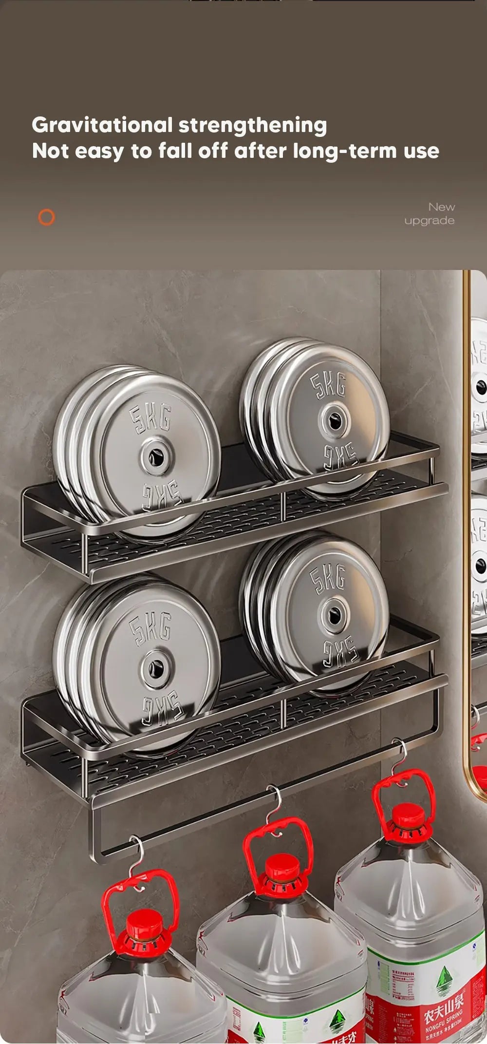 30/40/50CM Punch-Free Bathroom Shelf Shampoo Rack Aluminum Shower Organiser Without Drilling Toilet Shelf Bathroom Accessories