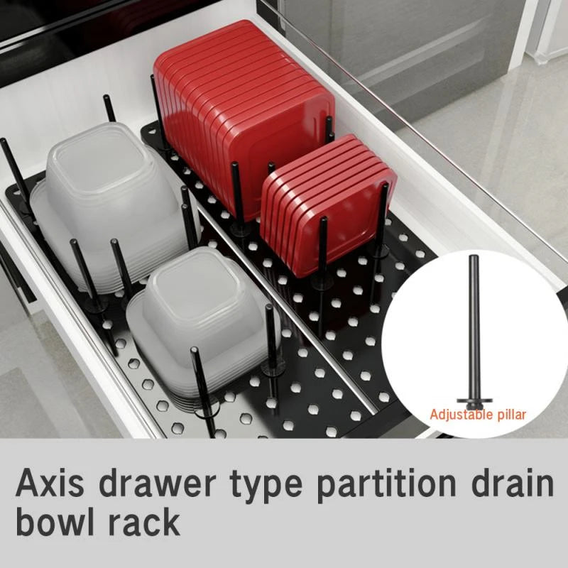 Kitchen Organizer Dish Drying Rack Telescopic Plate Bowl Stand Storage Drawer Adjustable Holder Drain Shelf Home Accessories