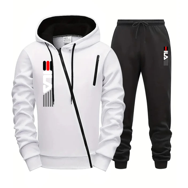 Men's Zipper Hoodie Sweatpants Gym Fitness Tracksuit 2pcs Set Fall Winter Daily Casual Sports Jogger Suit Fashion Hooded Outfits