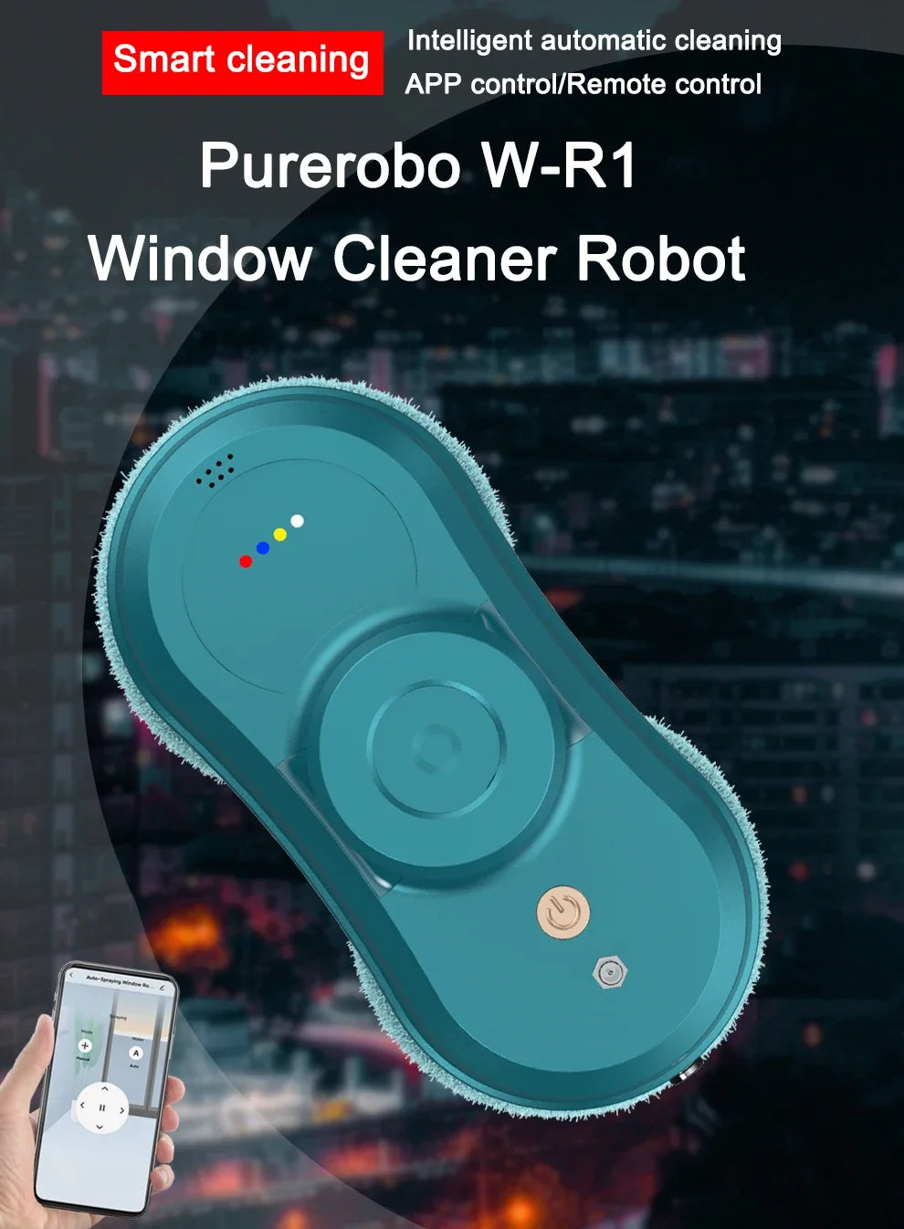 Purerobo W-R1 Window Cleaning Robot Smart APP Control Automatic Cleaning Glass  High Suction Power Electric Robot Vacuum Cleaner