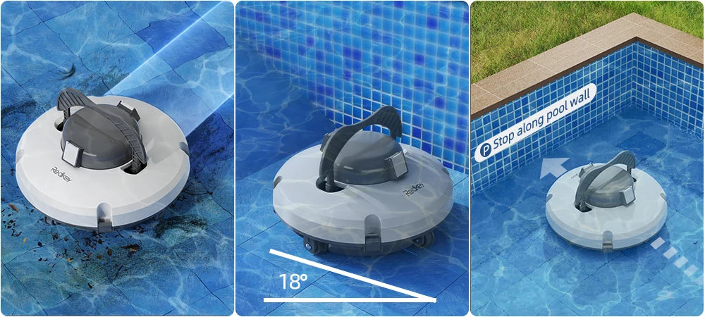Redkey S100 Cordless Robotic Pool Vacuum for Ground Pool Automatic Pool Vacuum Cleaner Lasts 120 Mins with Strong Suction