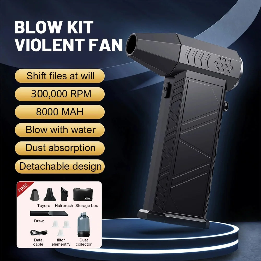 Turbo Fan Upgrade New X9 Rechargeable Blower 300000RPM Brushless Air Blower Turbo Jet Fan Portable Dust Blower Electric Dryer