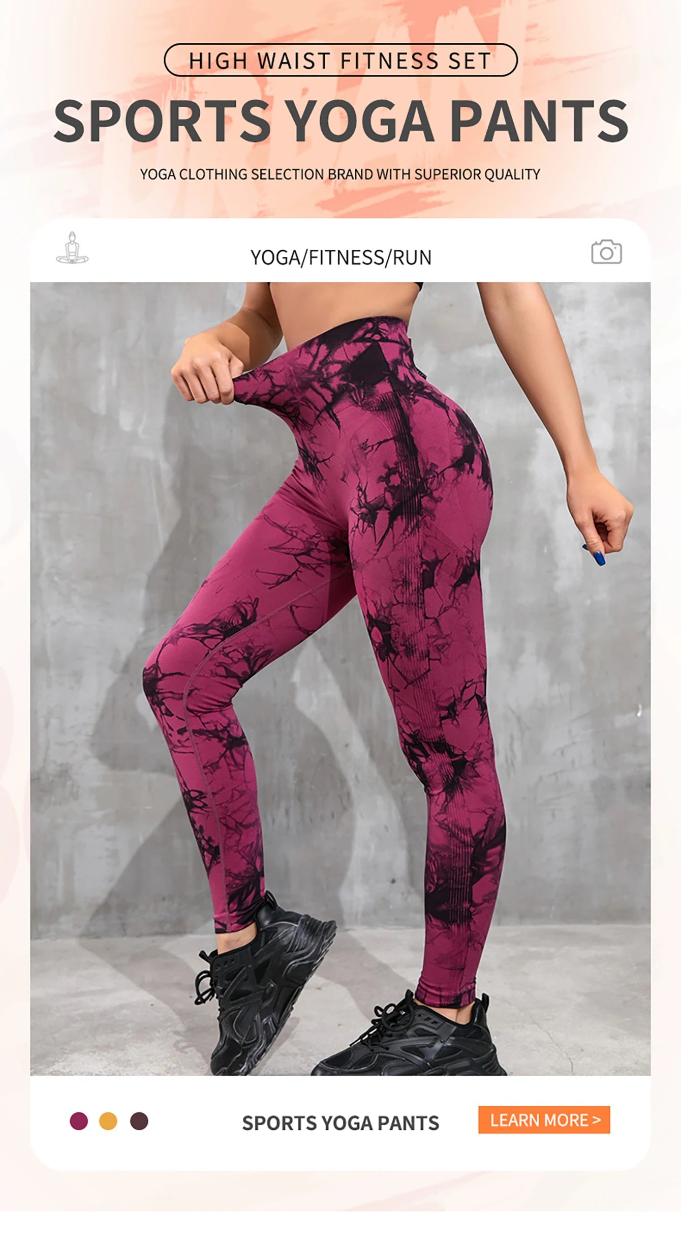 Tie Dyed Yoga Pants Women's Sports Pants Running Sports Fitness Pants High Waist Peach Hip Underpants 2024 New Tight Yoga Pants